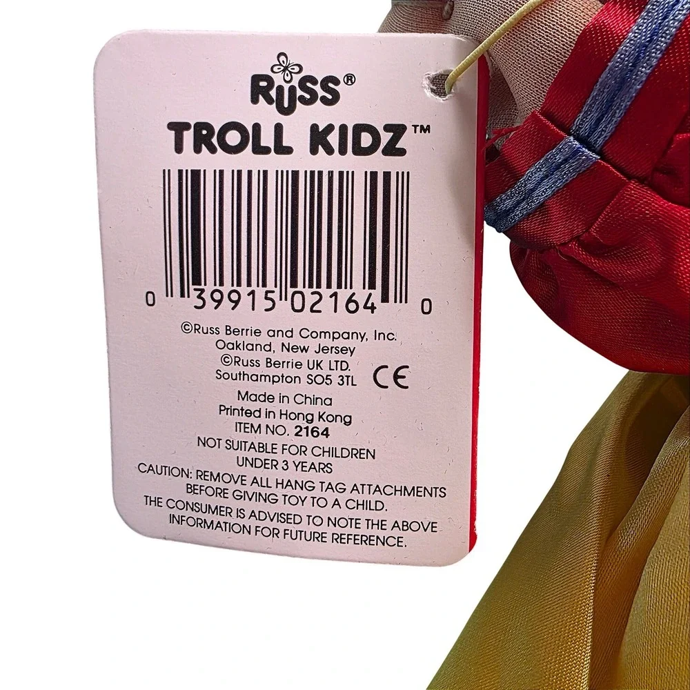Vintage Russ Berrie Troll‎ Kidz Snow White Plush Doll Yellow Hair 2164 NWT